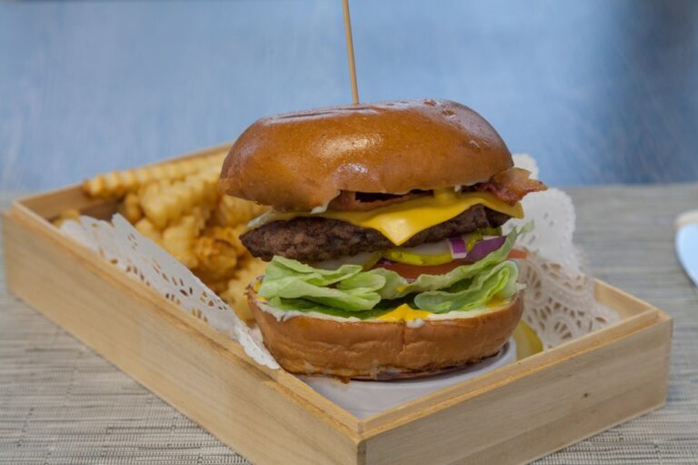 Hamburger and fries from Colette s Cafe 768x511